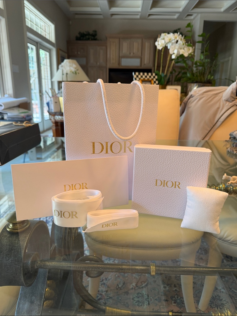 Dior Bag, Box, Ribbon, envelope, Tissue and Pillow